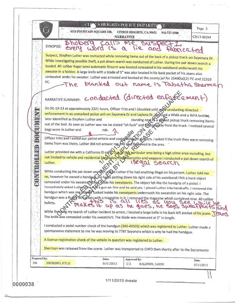 Tabatha Sherman Snitch paperwork