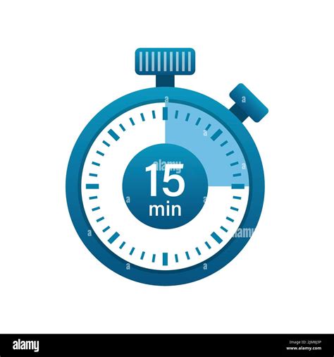 Stopwatch 15 minutes icon illustration in flat style. Timer vector ...