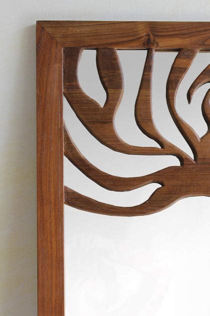 Buy Freedom Tree Handcrafted Neutral Teak Wood And Glass Wall Mirror Online