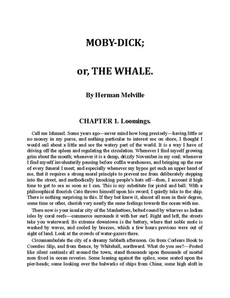 Excerpts from The Moby Dick - MOBY-DICK; or, THE WHALE. By Herman ...