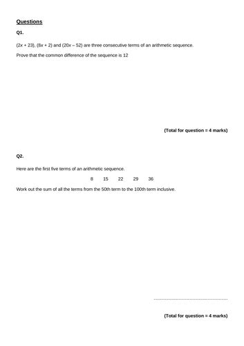Series and Sequences From Maths Tutor 的图像结果