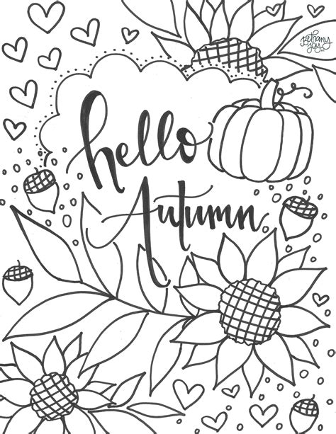 Fall Coloring Pages - Printable Art and Words