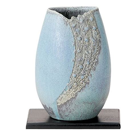 Buy Shigaraki Pottery Japan Flower Vase Kado Ikebana, Turquoise Blue ...