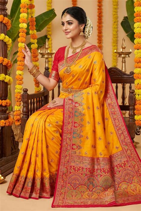 Mb 68 Pashmina Silk Multicolored Paisley Border Saree Collection