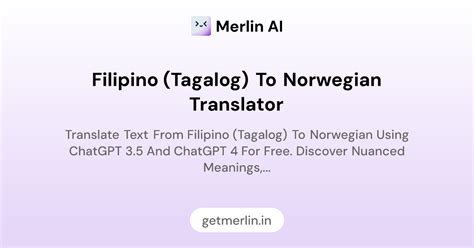 Filipino (Tagalog) to Norwegian Translator