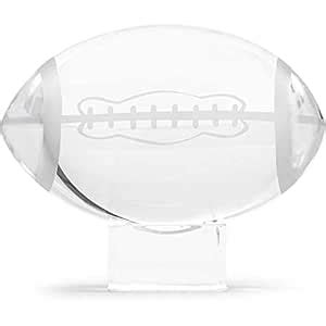 Buy Juvale Glass Paperweight, Crystal Rugby Ball with Stand for Desk or ...