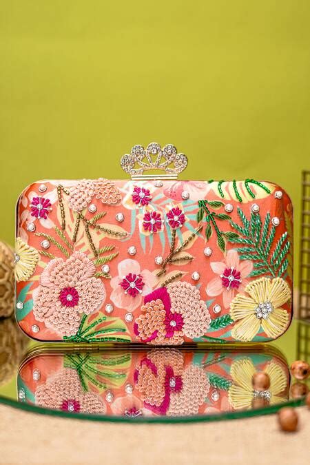 Buy Multi Color Beads Raw Silk Clutch by NR BY NIDHI RATHI Online at ...