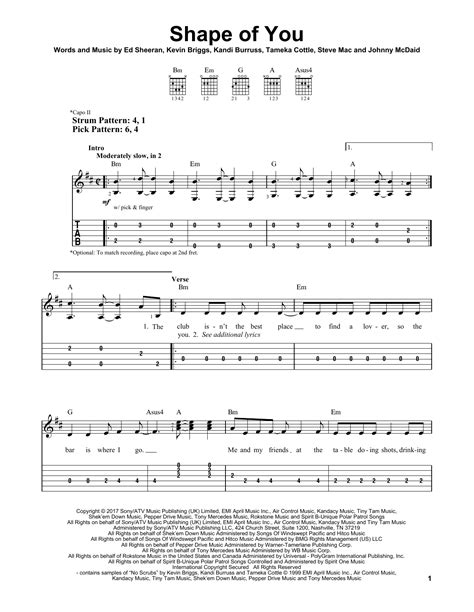 Shape Of You by Ed Sheeran - Easy Guitar Tab - Guitar Instructor