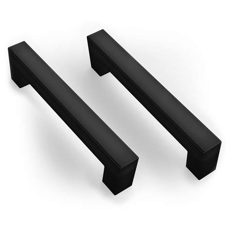 Buy 12-Pack Matte Black Cabinet Pulls 4.25-Inch Stainless Steel Square ...