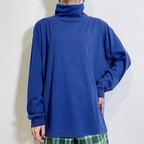 navy cotton high neck top | LEMON