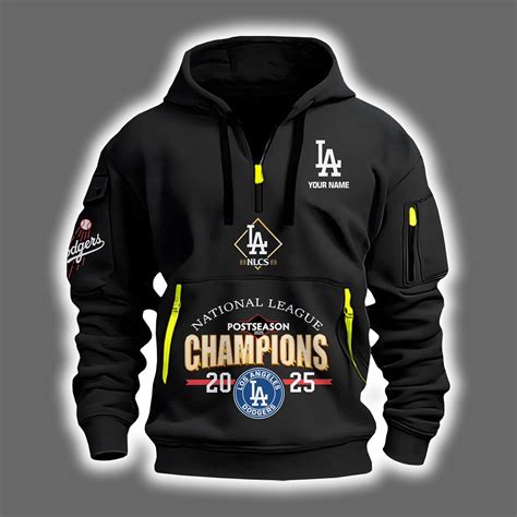 Dodgers National League Champions 2025 Personalized Quarter Zip Hoodie