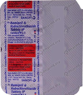 Cardace H 2.5mg Strip Of 15 Tablets: Uses, Side Effects, Price & Dosage ...