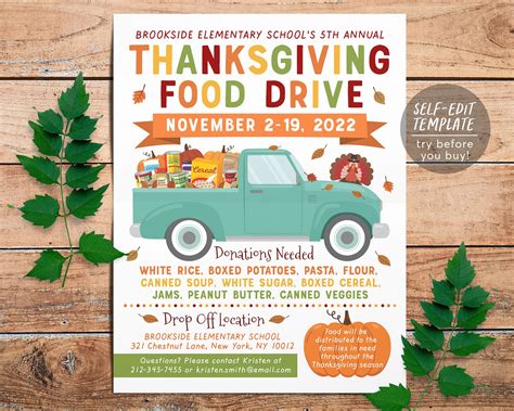 Food drive flyer template free printables – Artofit