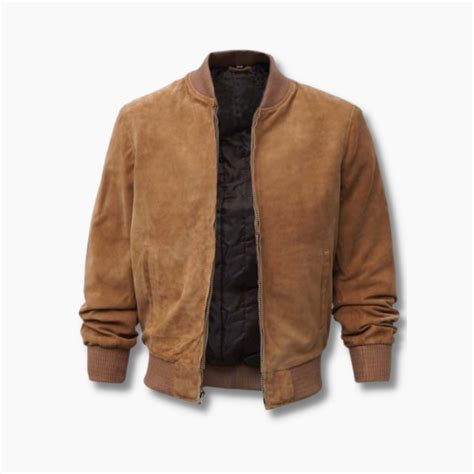 Men's Brown Suede Leather Bomber Jacket - Movenera