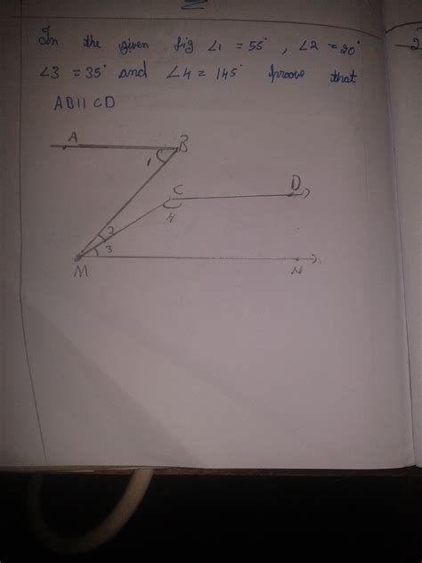 in the given figure angle 1 is equal 55 degree angle 2 is equal to 20 ...