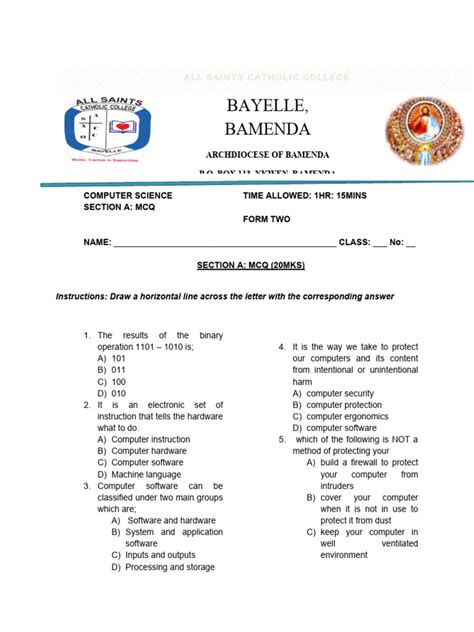 Image result for Form 2 Exam Questions