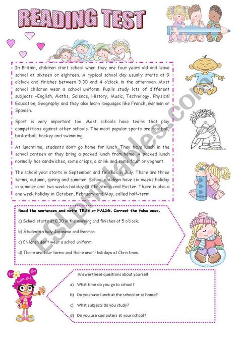 Image result for Reading Test ESL