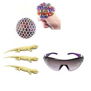 Buy IMTION ® 3 in 1 (5 Pcs Lizard Chipkali Toys +1 Black Goggles Chasma ...