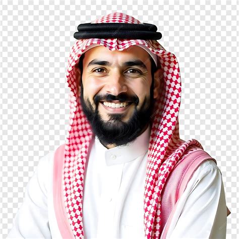 Middle Eastern man traditional Arab attire red and white checkered ...