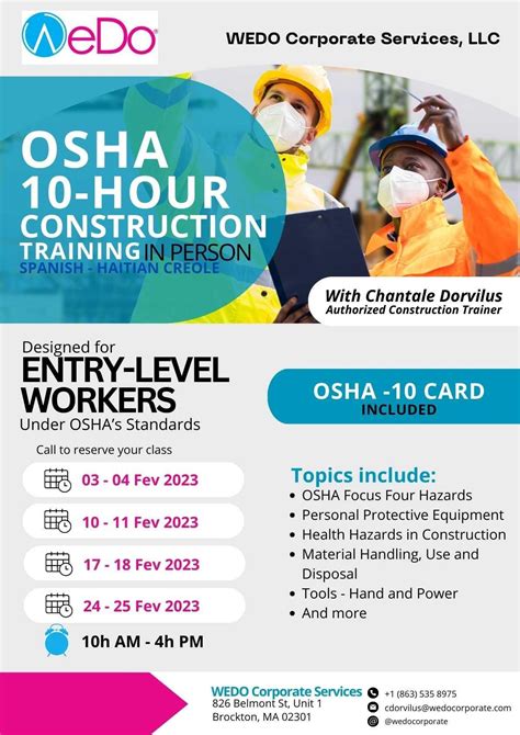 Offering an OSHA-10 construction outreach class to your workers is a ...