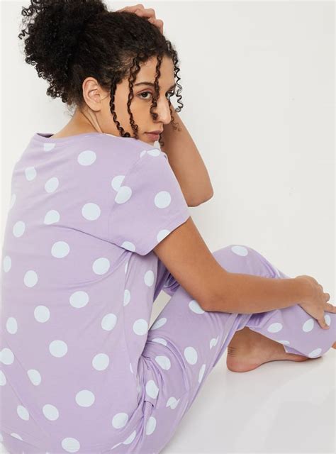 Buy Women Polka Dot Printed PJ Set Online at just Rs. 899.0 ...