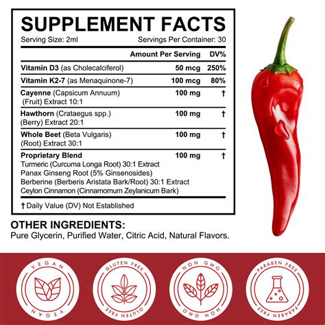 ONEBTANICL Cayenne Pepper Drops Liquid Supplement with Hawthorn Berry ...