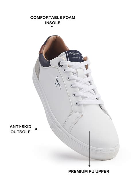 Kenton Court White Cupsole Sneakers | Pepe Jeans India