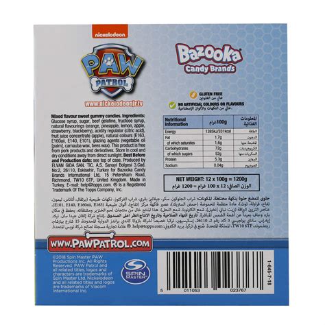 Bazooka Paw Patrol Mixed Flavor gum Candies, 100 gm (Pack of 12): Buy ...