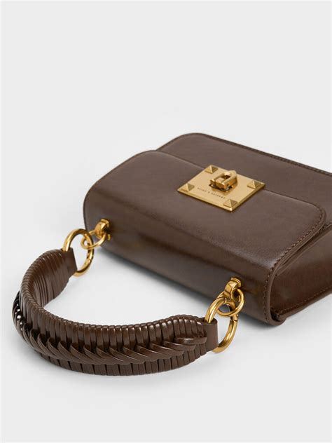 Raleigh Top Handle Bag - Dark Brown - CHARLES & KEITH IN