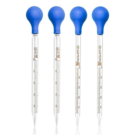 4 Pieces Glass Pipette 10ml 5ml Glass Graduated Pipettes Dropper with ...