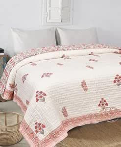 Buy BLOCKSOFJAIPUR Original Pure Cotton Jaipuri Razai Orange Flower ...