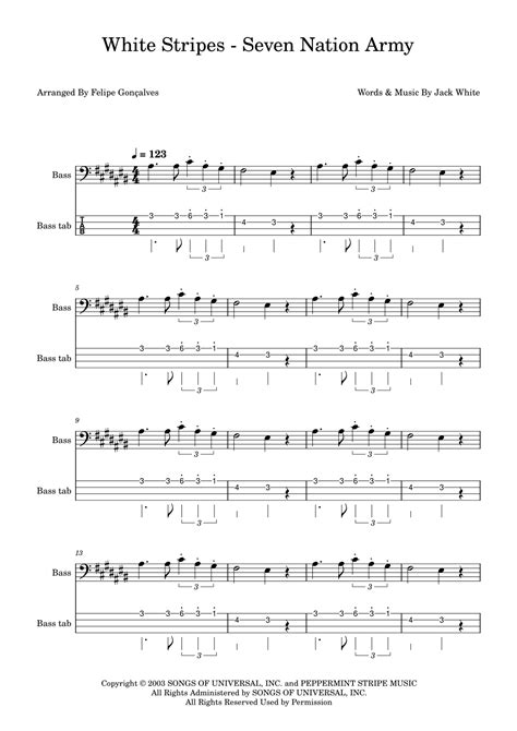 Seven Nation Army (arr. Felipe Gonçalves) by White Stripes Sheet Music ...
