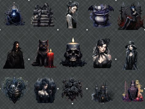 Gothic Treasures Clip Art Transparent 5 Digital File Types Color ...