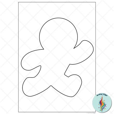 Gingerbread Man Outline Set: 23 Blank Templates for Crafts