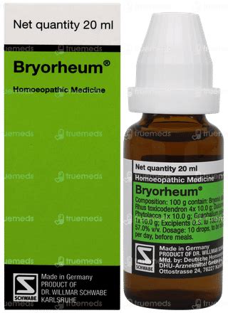 Dr Willmar Bryorheum Drop 20 Ml - Uses, Side Effects, Dosage, Price ...