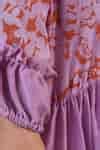 Buy Purple Embroidery Round Neck Floret Print Yoke Dress For Women by ...