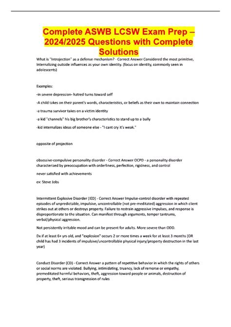 Complete ASWB LCSW Exam Prep – 2024/2025 Questions with Complete ...
