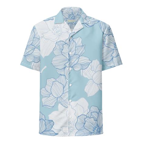 Unisex Blue Flowers Pattern Relaxed Shirt – DSCVRD