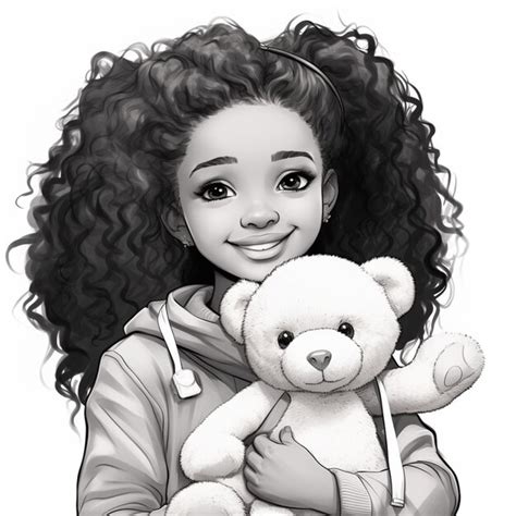 Arafed girl with curly hair holding a teddy bear generative ai ...