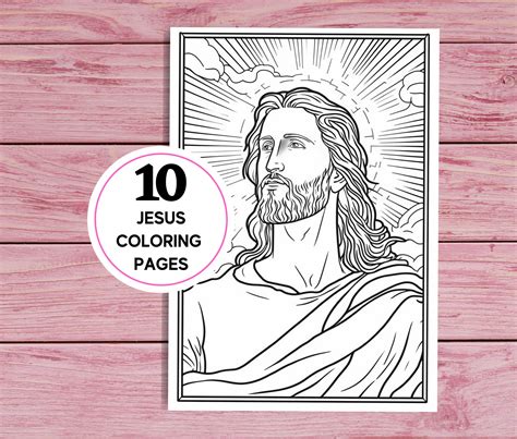 Jesus Christ - 10 Coloring Pages for Kids and Adults | Printable PDF 10 Pages A4 | Instant ...