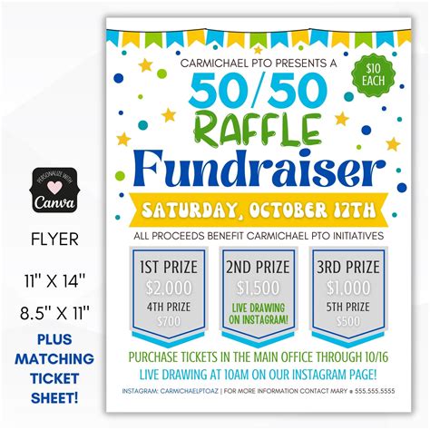 50 50 Raffle Flyer Template – Simple Desert Designs