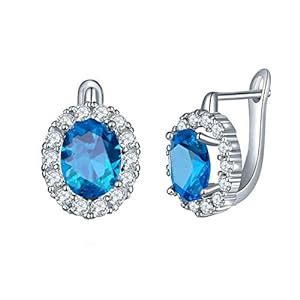 Yellow Chimes Clip On Earrings for Women Blue Crystal Silver Plated ...