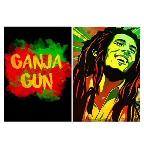 MOTIVATE BOX India,Ganja Gun Being high and Bob Marley Smiling Designed ...
