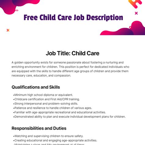 Child Care Experience Description Examples at Tasha Hyman blog