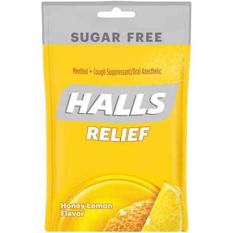 Buy HALLS Relief Honey Lemon Sugar Free Cough Drops, 25 Drops Online at ...