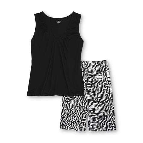 Jaclyn Smith Women's Pajama Top & Bermuda Shorts - Zebra Striped