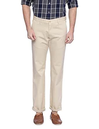 Buy BASICS Tapered Fit Mojave Desert Ecru Stretch Trouser at Amazon.in