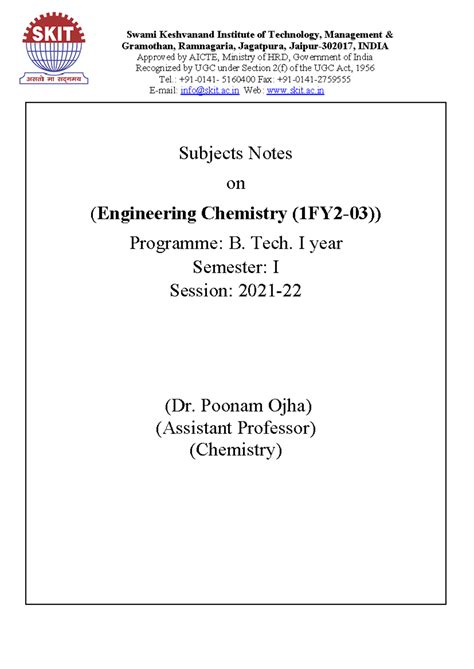 Engineering Chemistry - Swami Keshvanand Institute of Technology ...