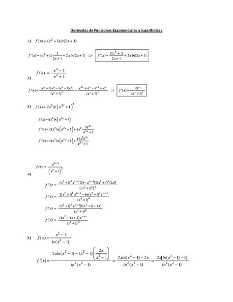 09 Derivadas de Funciones Exponenciales y logarítmicas - x y x ln 2 2 2 ...
