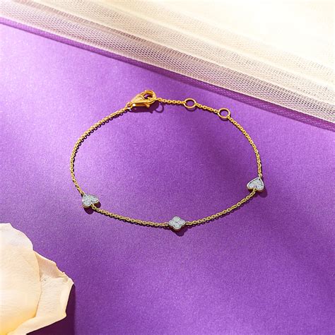 Heart Yellow Gold & Diamond Flexible Ladies Bracelet – PNG Jewellers